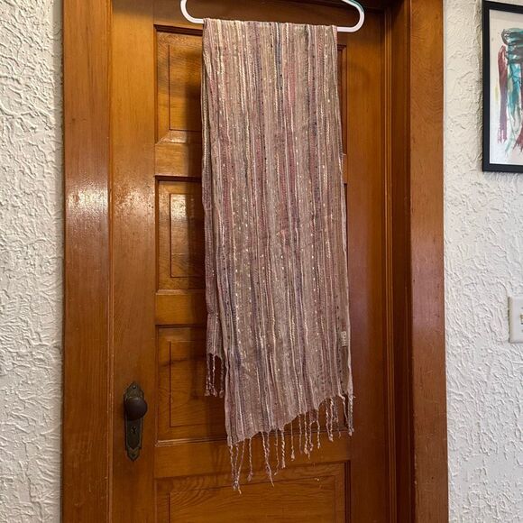 ALDO Sparkly Metallic Pink Purple Boho Bohemian Scarf Women’s - Picture 7 of 7